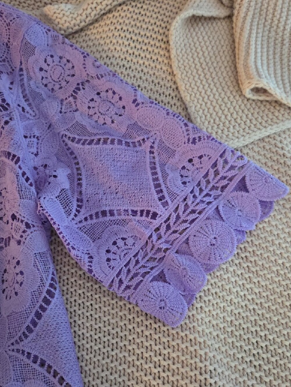 Rabbit Rabbit Rabbit Lavender Crochet Lace Top - Picture 3 of 5